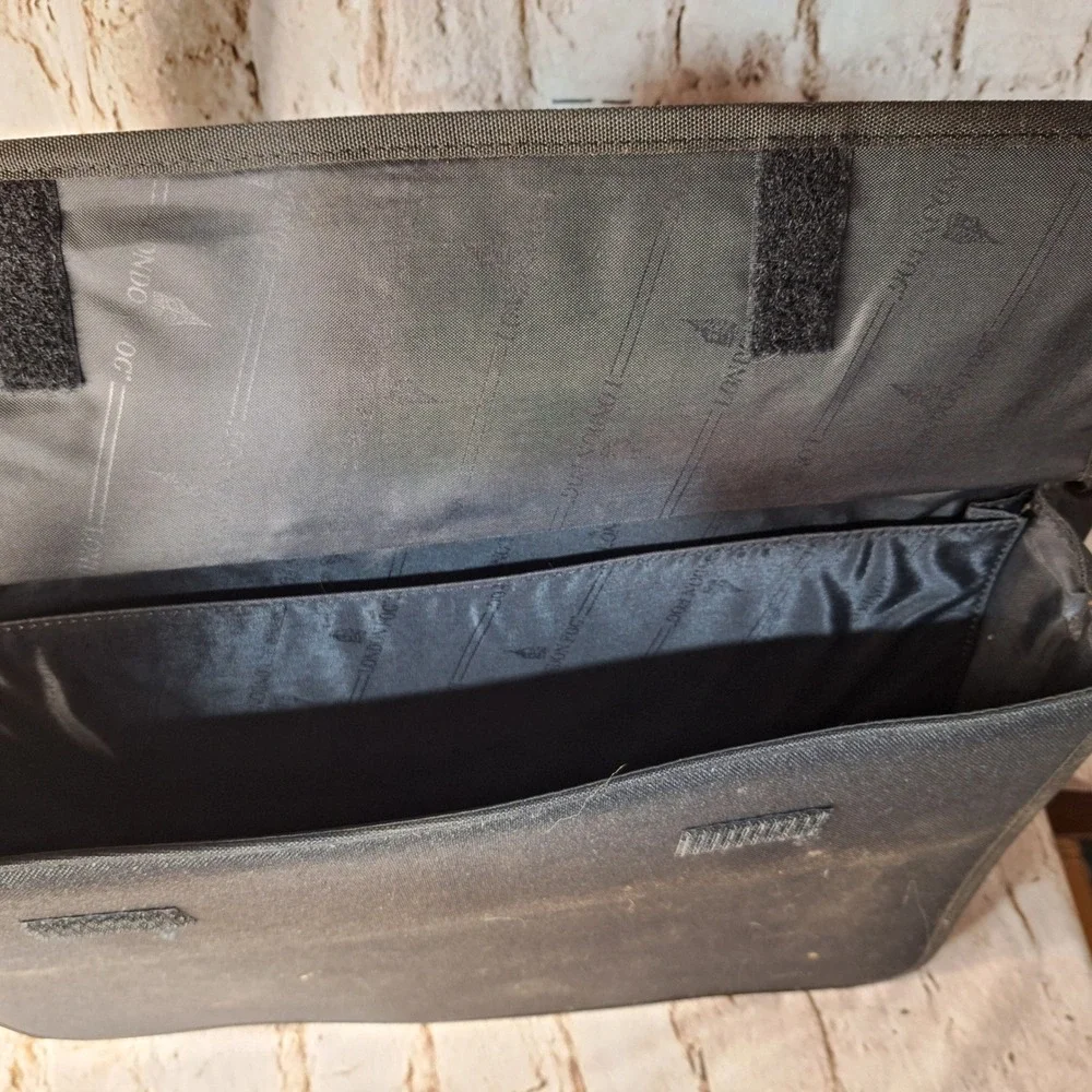 Vintage London Fog Black Canvas Briefcase‎ Laptop Travel Office Work Bag 19